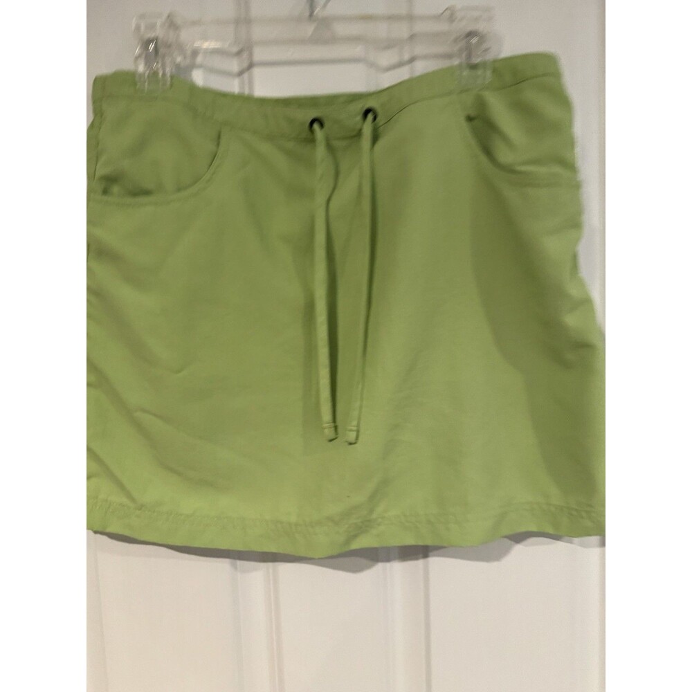 L.L.Bean Women's Green Mini Skirt Size M Drawstring Elastic Waist Pockets Nylon